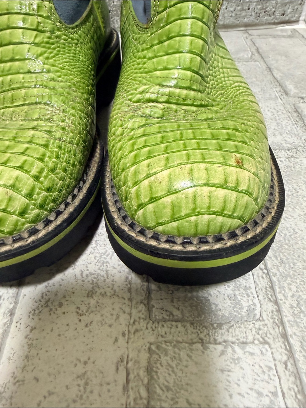 ariat fatbaby womens size 7.5B shoes green blue croc western cowboy boots - Picture 4 of 9